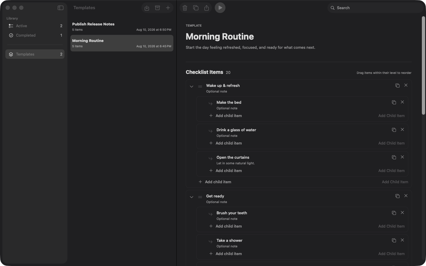 Checklist Tracker - Templates