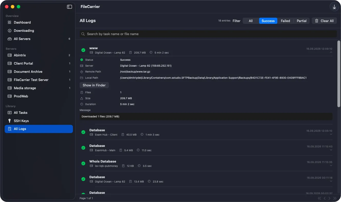 FileCarrier - Logs