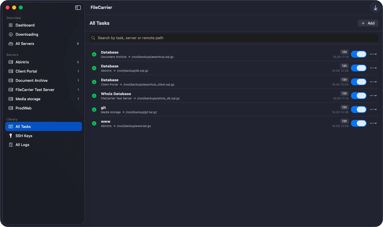 FileCarrier - All Tasks