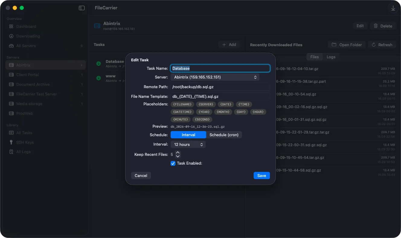 FileCarrier - Edit Task