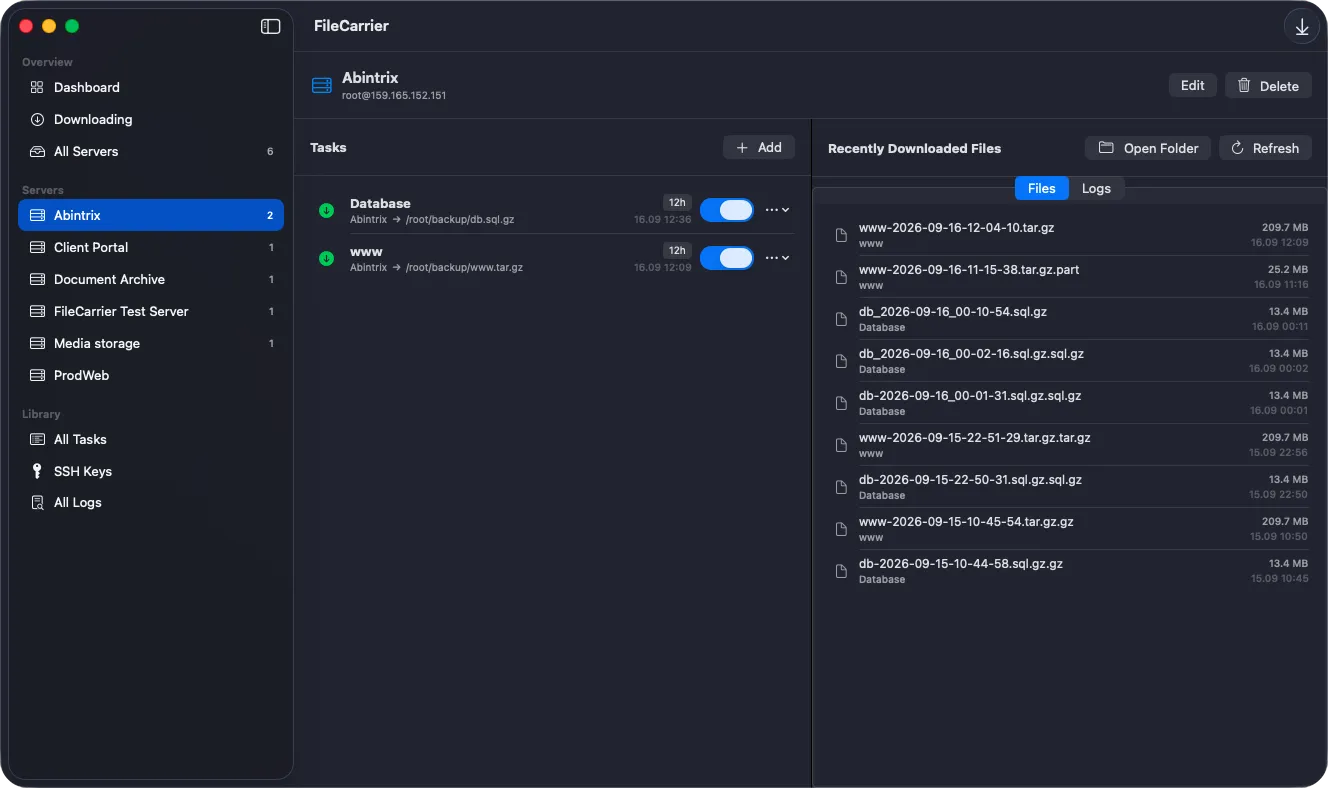 FileCarrier - Server Info