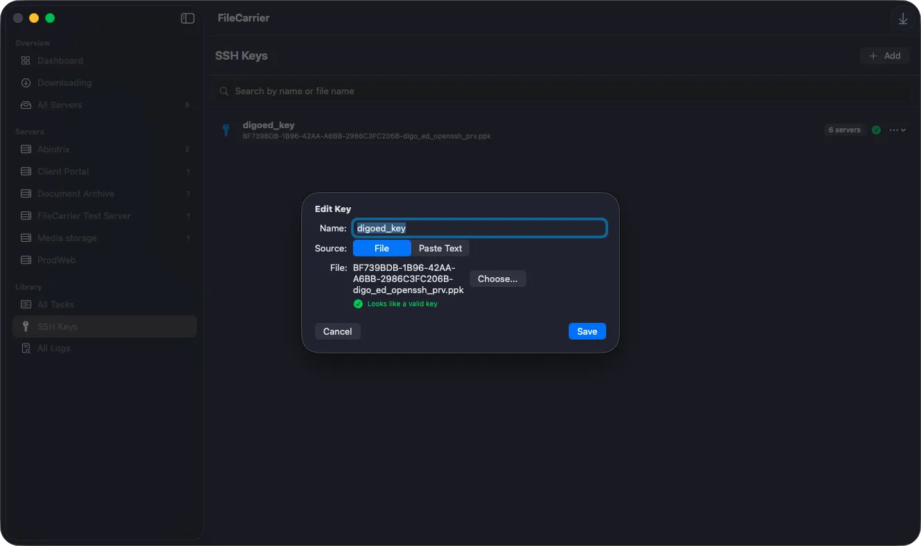 FileCarrier - SSH Key