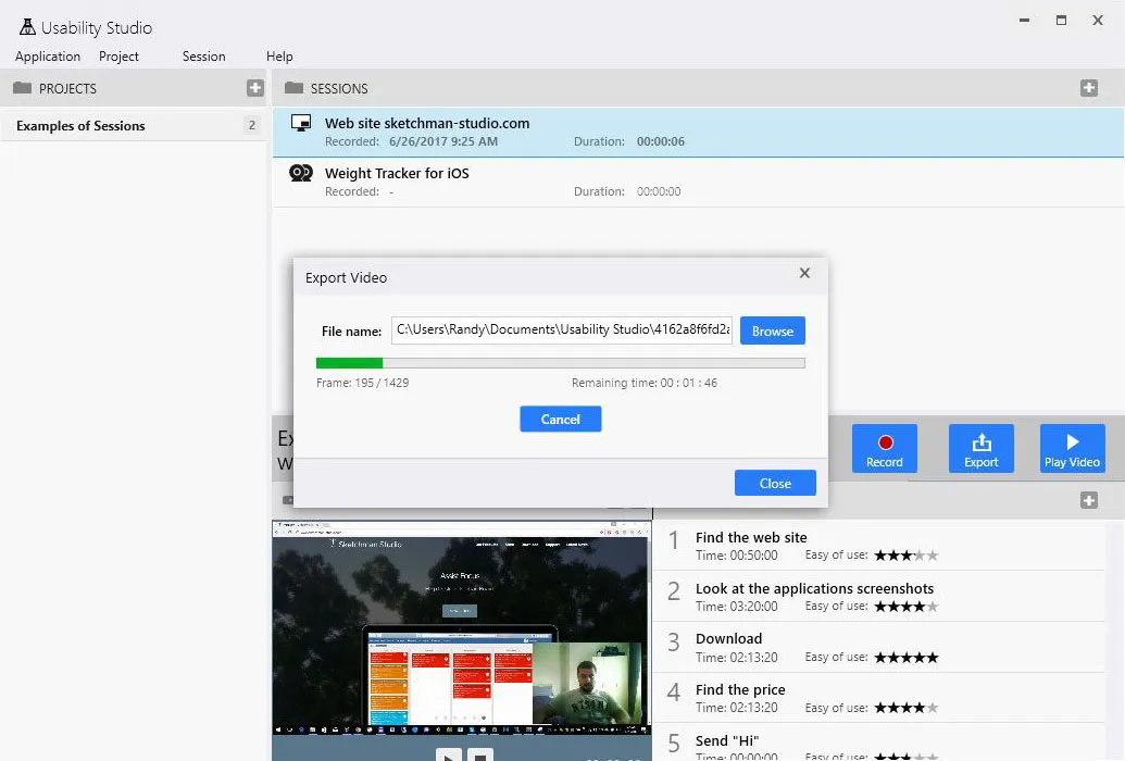 Usability Studio - Export